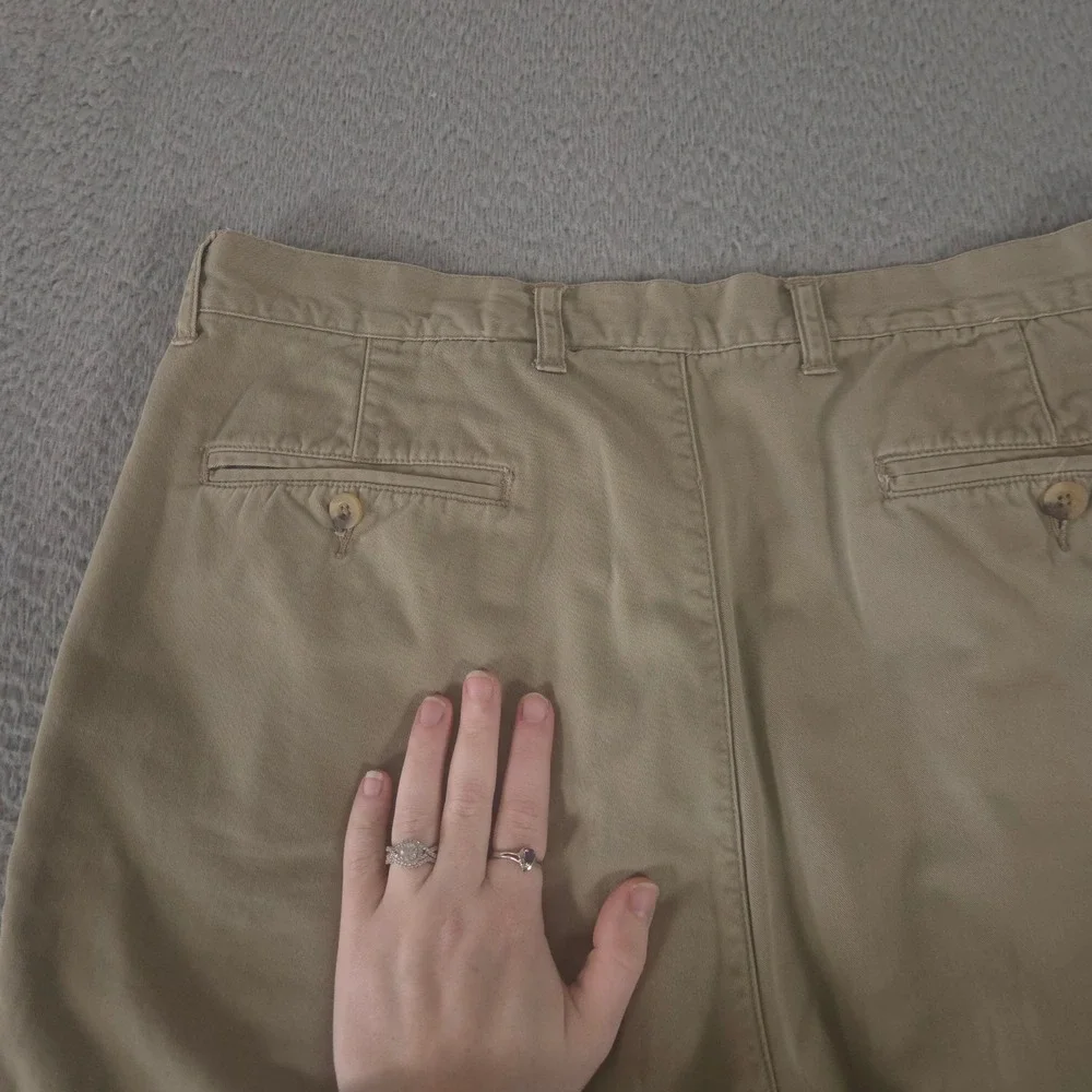 VINTAGE Eddie Bauer Pants Mens 35x32 Tan Straight Leg Flannel Lined Chino 90s